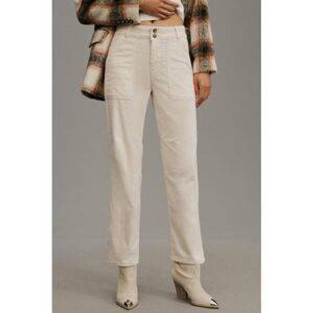 Pilcro Corduroy Utility Pants Womens 26 Cream Excellent High Rise Straight Leg